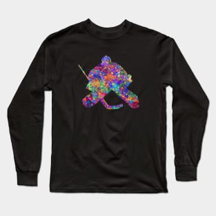 Ice hockey goalie watercolor art Long Sleeve T-Shirt